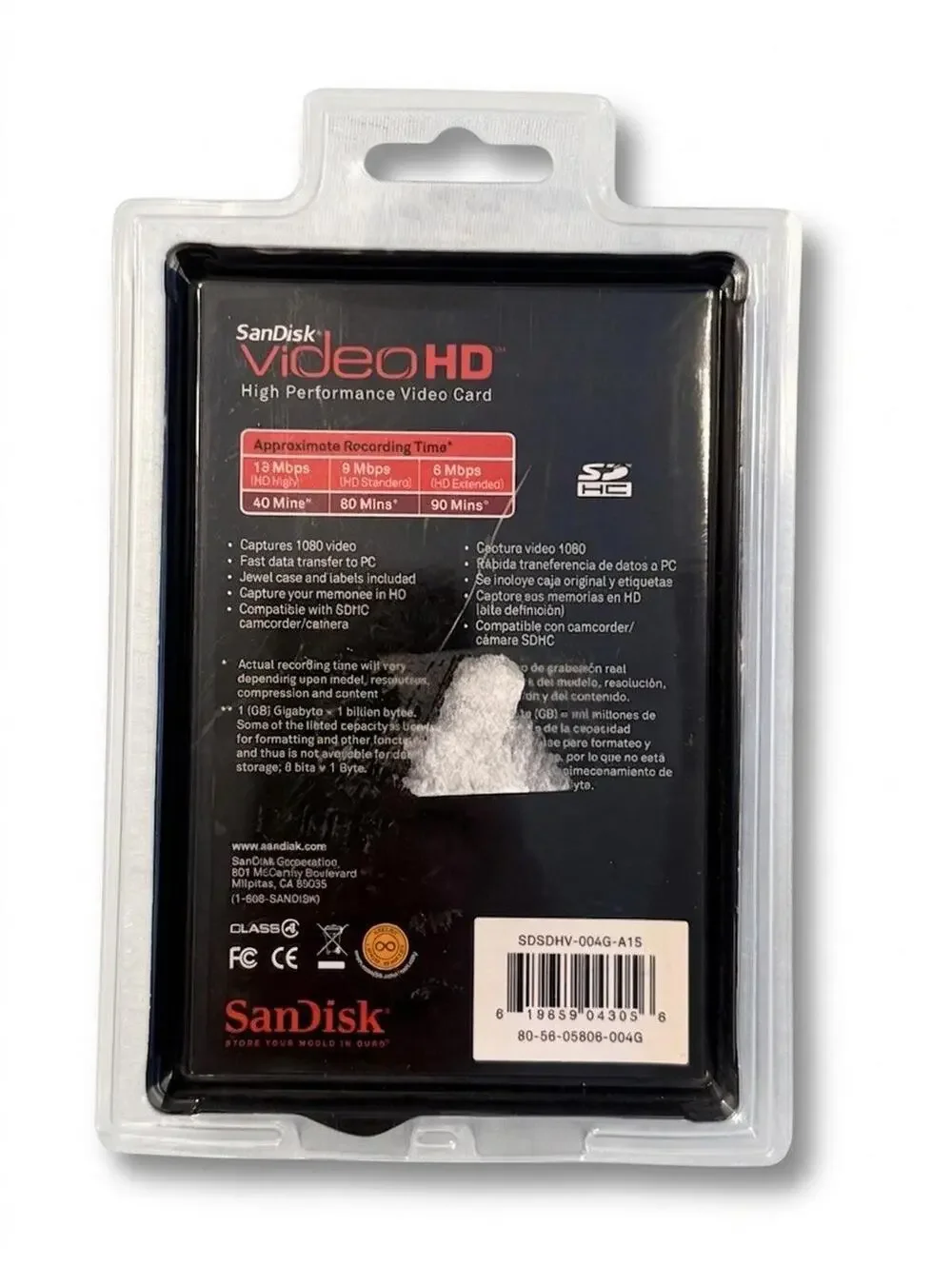 SanDisk Video HD High Performance Video Card 60‎ Minutes 4 GB Memory Stick Pro